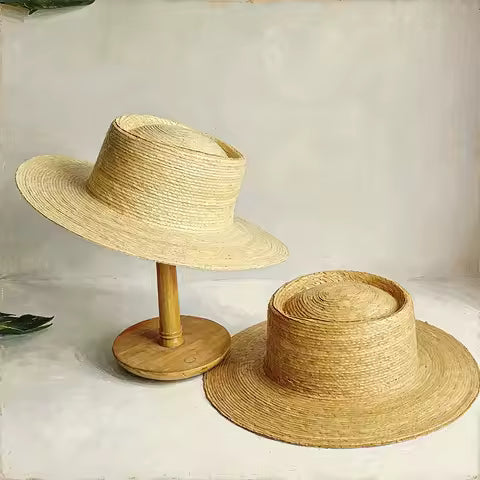 Chapeau Fedora Large Bord Feuille de Palmier Naturelle