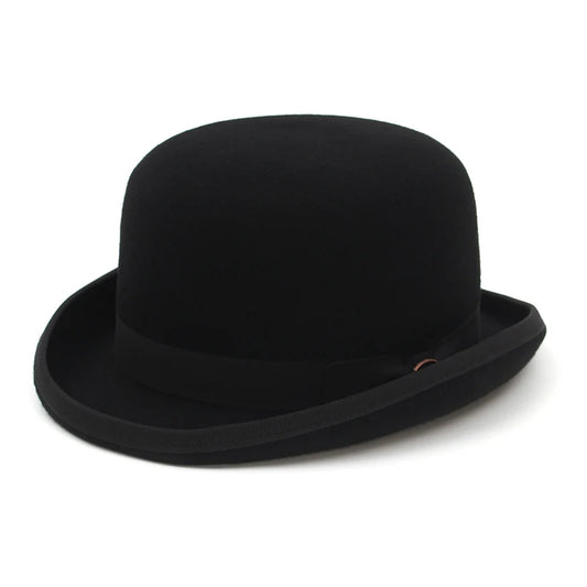 Chapeau Melon Derby Noir en Laine 100%
