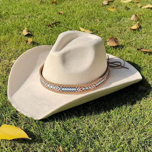 Chapeau Fedora Cowboy Daim Grand Bord