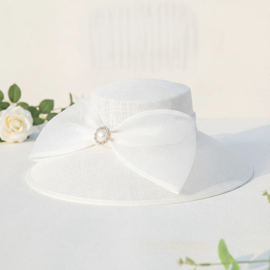 Chapeau Blanc Fedora Large Bord Femme