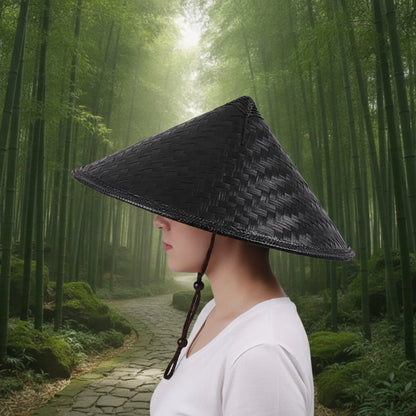 Chapeau Asiatique Conique en Paille & Bambou