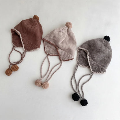 Chapeau Bébé Oreillettes Pompon Hiver Douillet
