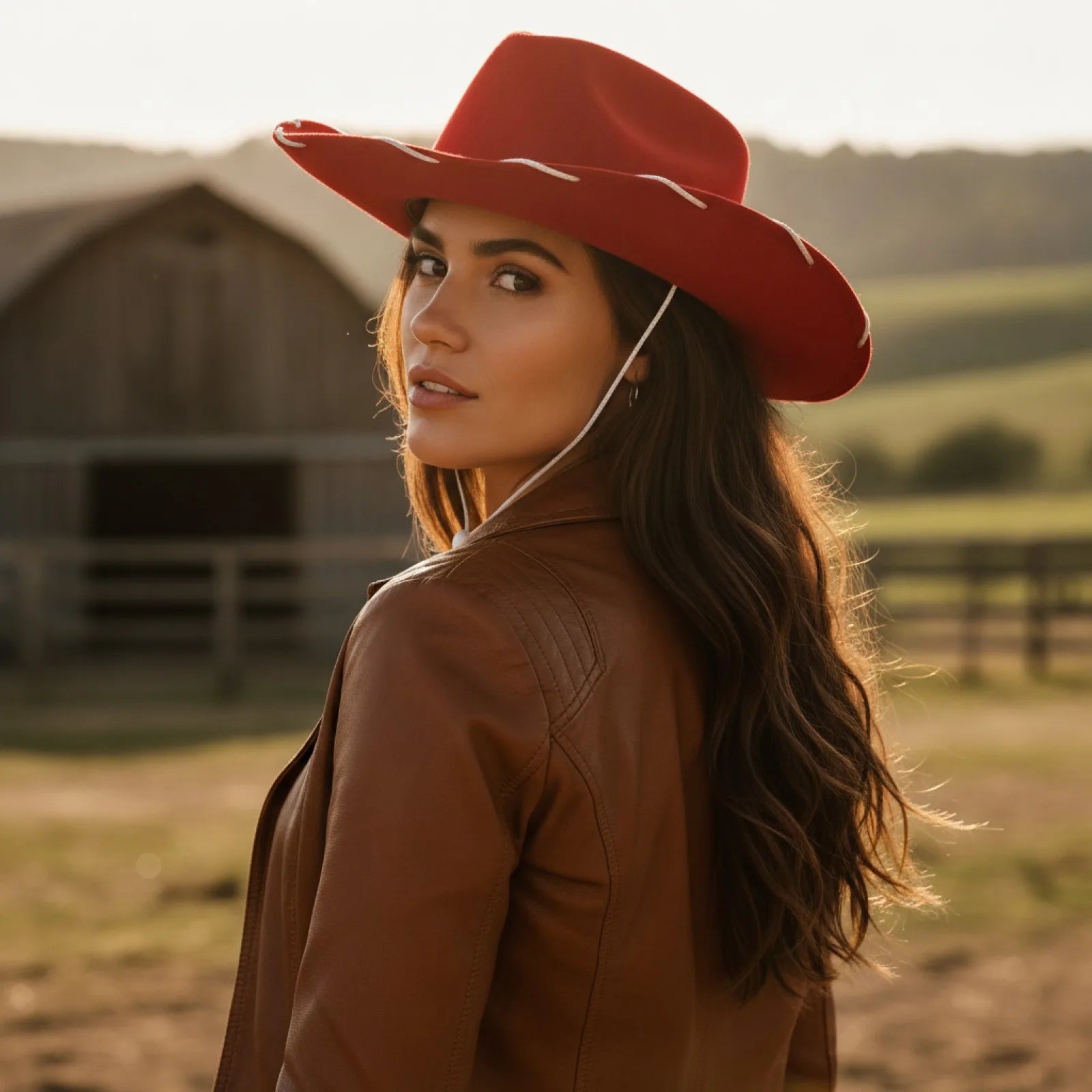 Chapeau Western JEWELRYWE Femme Large Bord