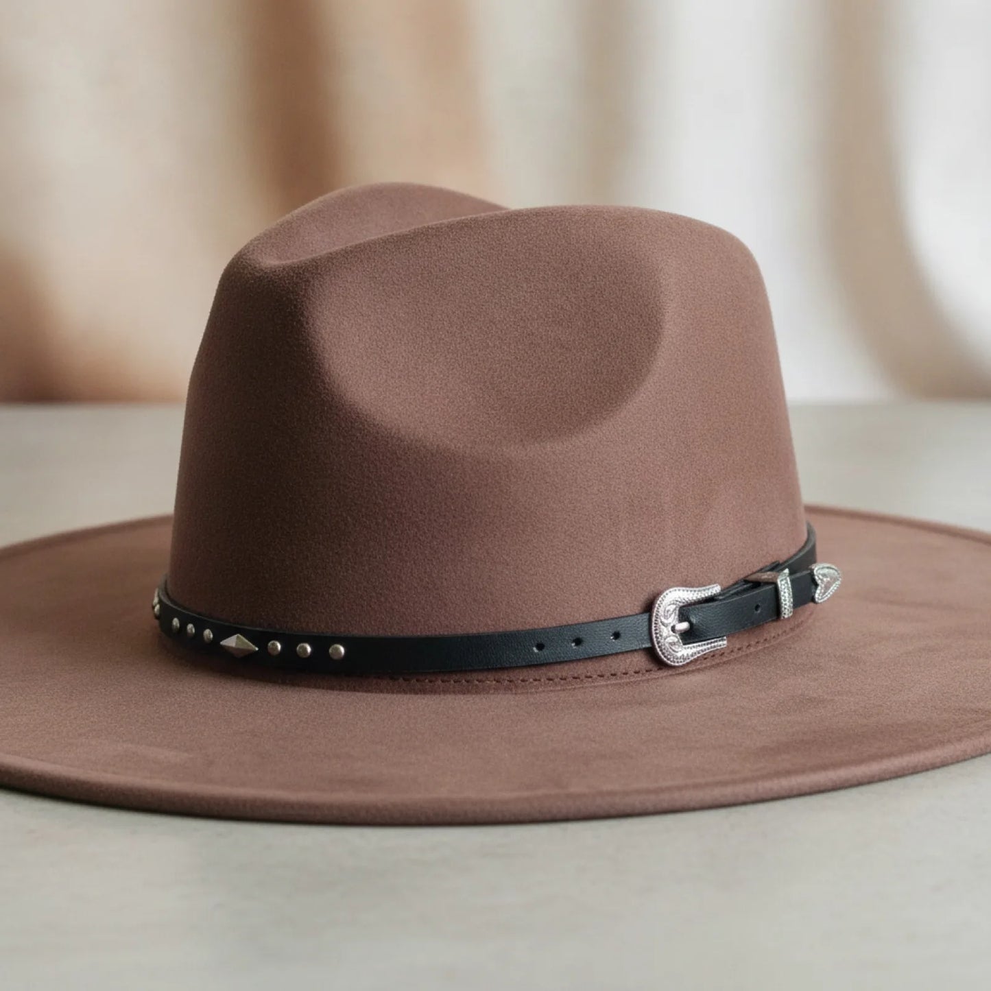 Chapeau Fedora Large Bord Daim Vegan Mixte
