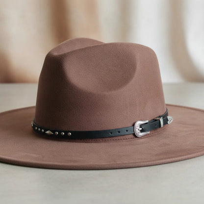 Chapeau Fedora Large Bord Daim Vegan Mixte