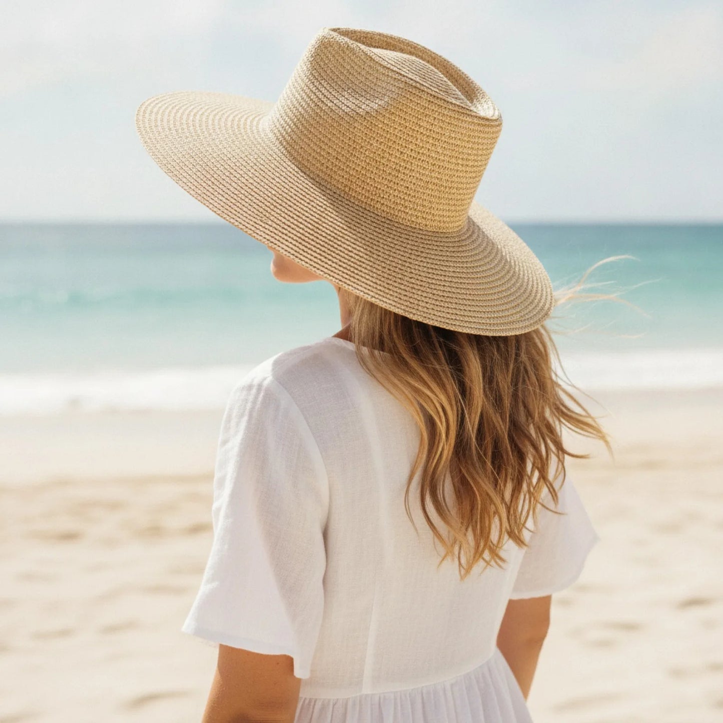 Chapeau Fedora Large Bord Feuille de Palmier Naturelle