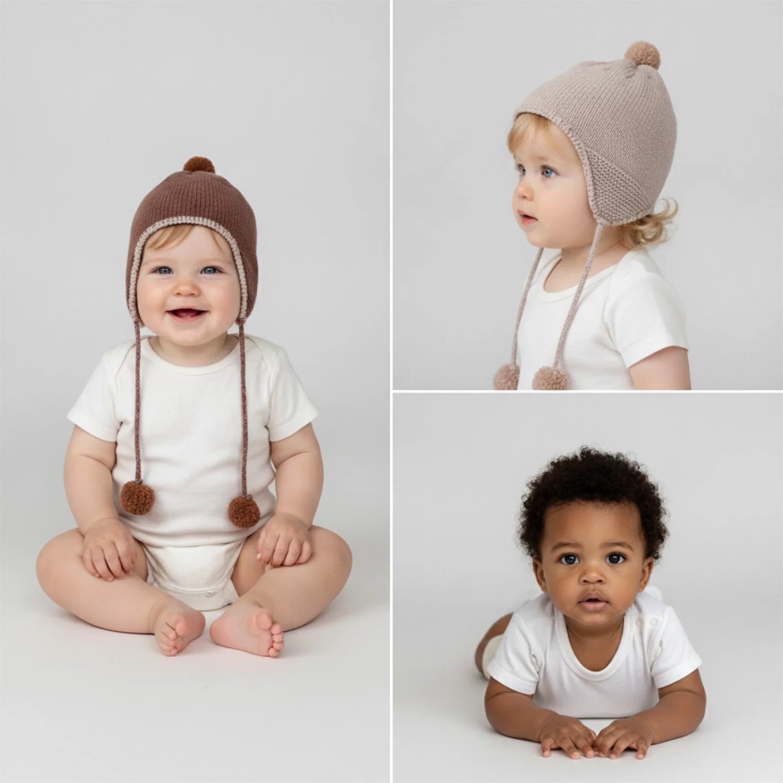 Chapeau Bébé Oreillettes Pompon Hiver Douillet