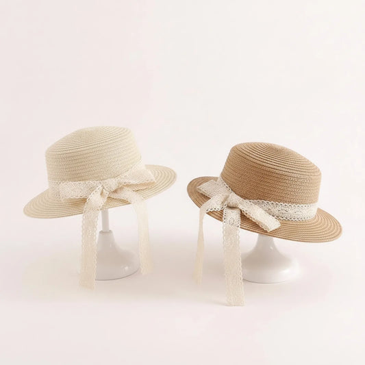 Chapeau Enfant Panama Fille Nœud Paille UV