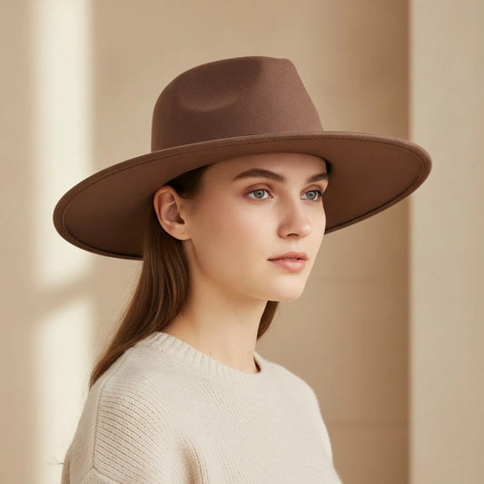 Chapeau Fedora Large Bord Daim Vegan Mixte