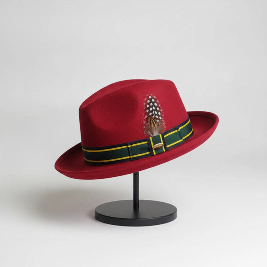 Chapeau Fedora Rétro Rouge Unisexe