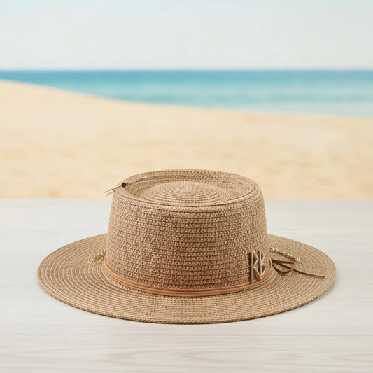 Chapeau Paille Élégant Femme Ruban Soleil