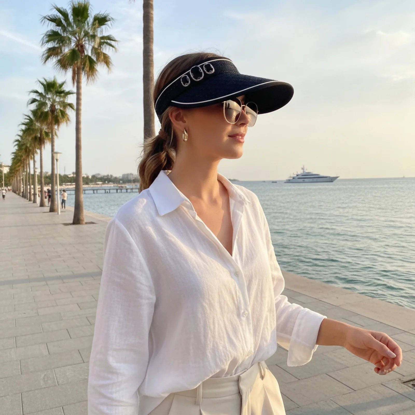 Chapeau de Soleil Luxe Strass Femme