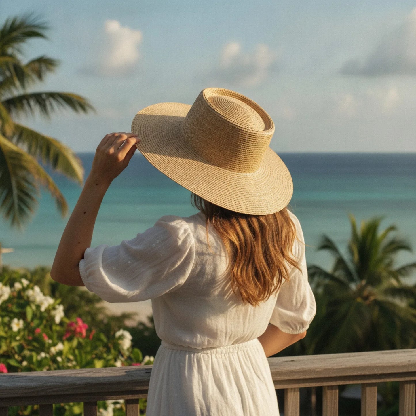 Chapeau Fedora Large Bord Feuille de Palmier Naturelle