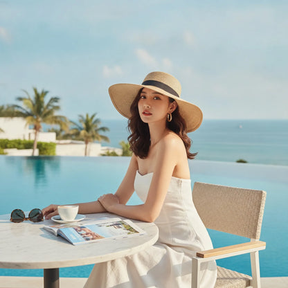 Chapeau Paille Large Bord Rétro Femme