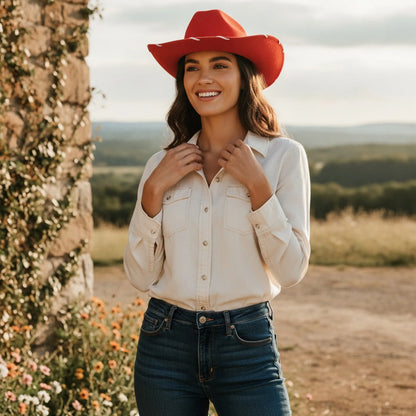 Chapeau Western JEWELRYWE Femme Large Bord